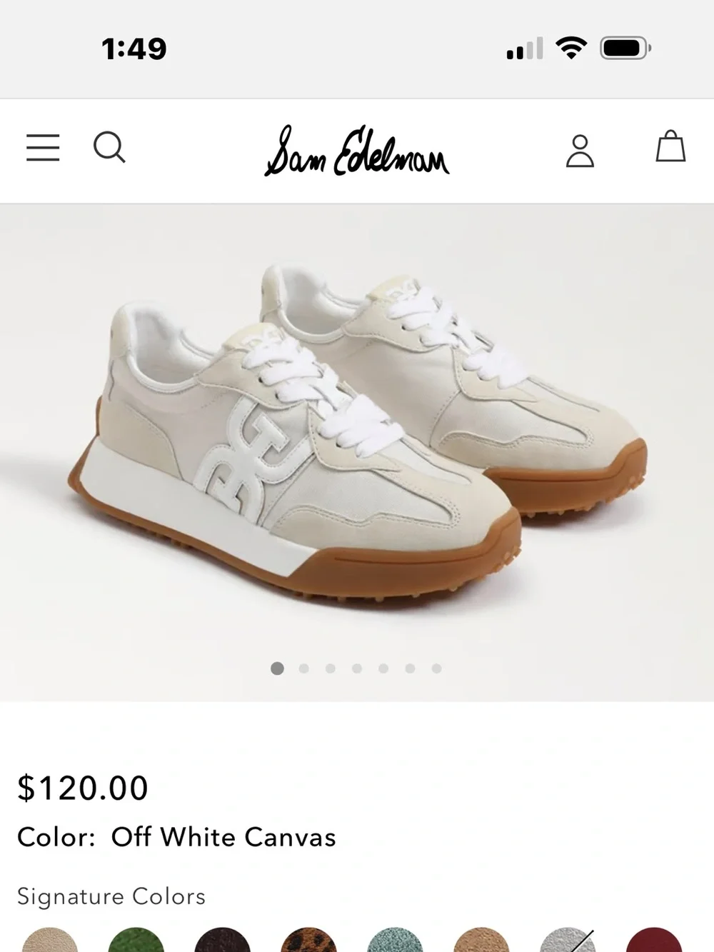 Sam Edelman Off-White Canvas Sneakers with Gum Sole